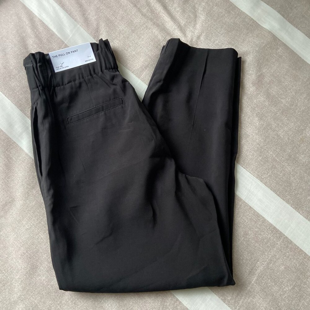 NWT Ann Taylor Black High-Waist Paperbag Pants Chic & Minimalist Style Sz XXSp - Picture 7 of 9